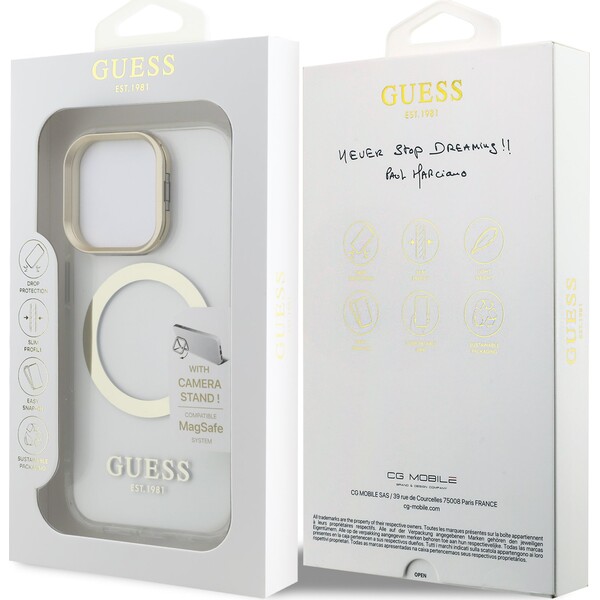 Guess-IML-Gold-Outline-Stand-Camera-Frame-MagSafe-kryt-iPhone-15-Pro-ciry