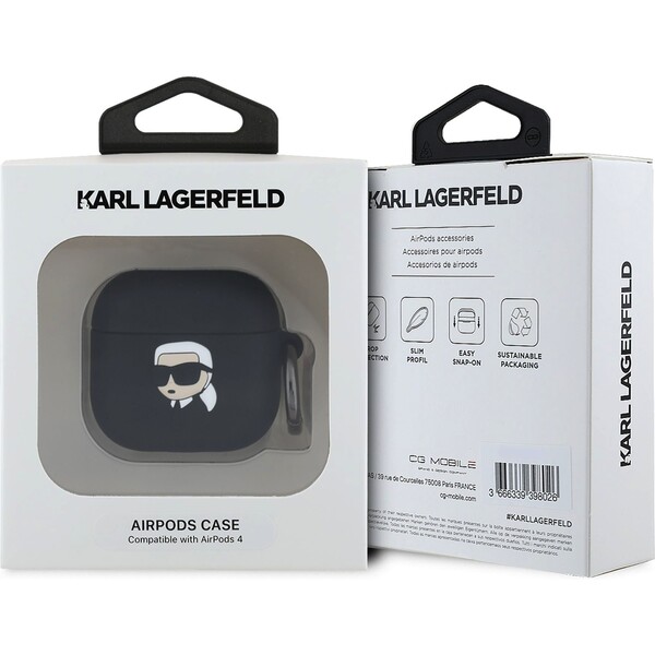 Karl-Lagerfeld-3D-Logo-NFT-Karl-Head-silikonove-pouzdro-AirPods-4-cerne