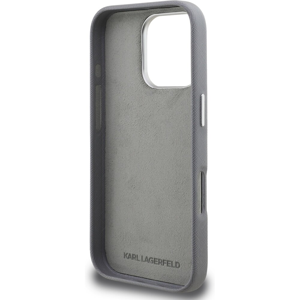 Karl-Lagerfeld-Grained-PU-K-CH-Heads-kryt-iPhone-16-Pro-Max-sedy