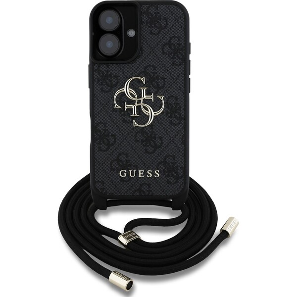 Guess-PU-4G-Metal-Logo-Crossbody-popruh-kryt-iPhone-16-cerny