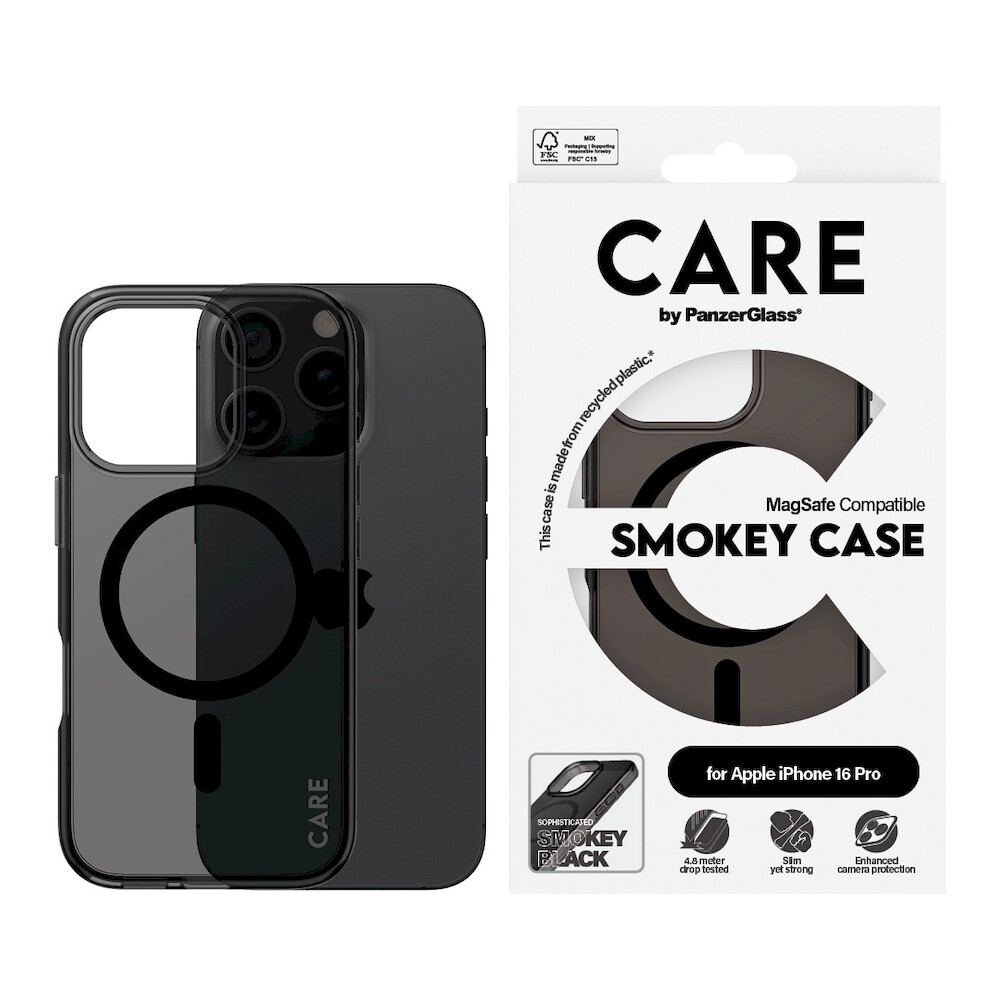 PanzerGlass-CARE-kryt-Apple-iPhone-16-Pro-MagSafe-Smokey-kourovy-cerny