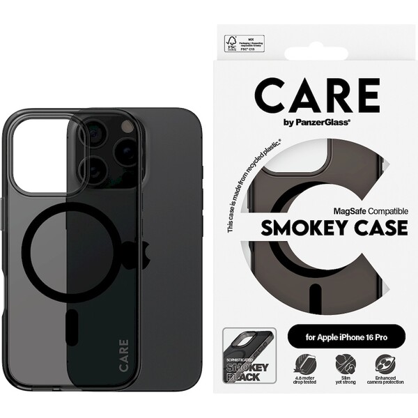 PanzerGlass-CARE-kryt-Apple-iPhone-16-Pro-MagSafe-Smokey-kourovy-cerny