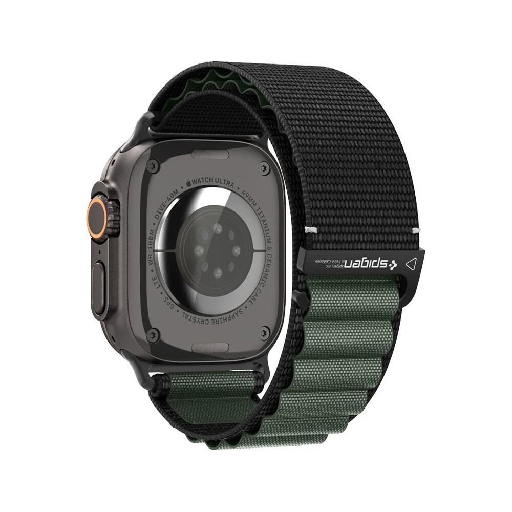 Spigen-Fabric-Band-hook-reminek-Apple-Watch-49-46-45-44mm-cerny-zeleny