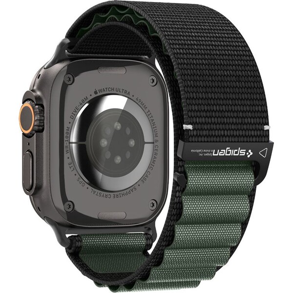 Spigen-Fabric-Band-hook-reminek-Apple-Watch-49-46-45-44mm-cerny-zeleny