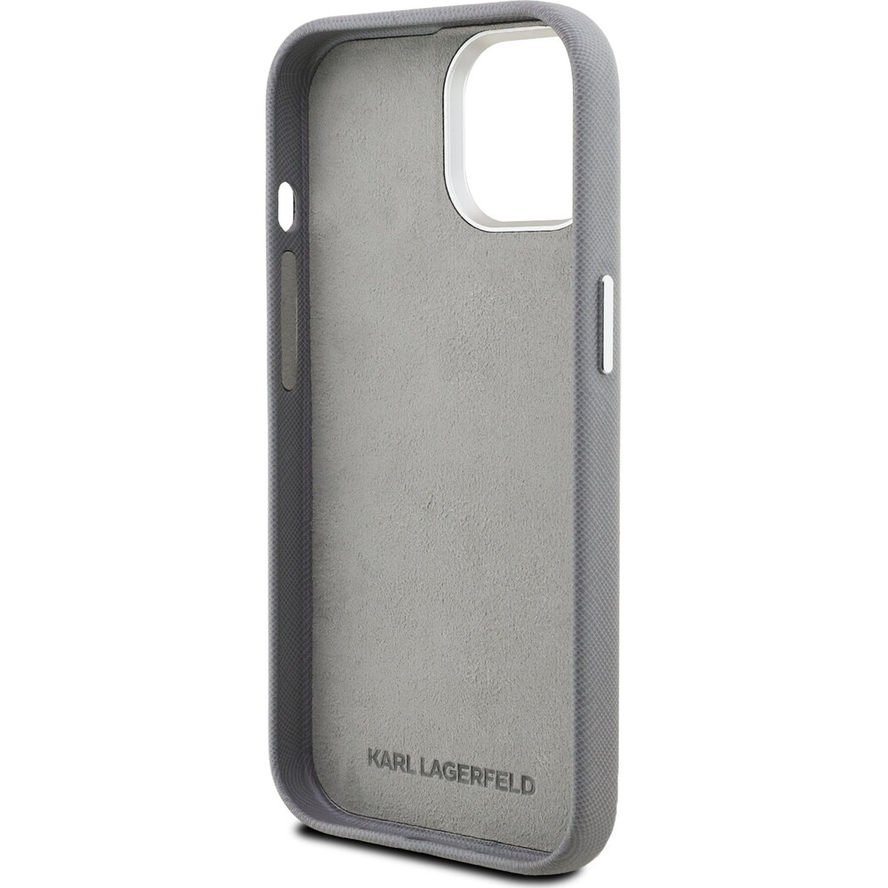 Karl-Lagerfeld-Grained-PU-K-CH-Heads-kryt-iPhone-15-sedy