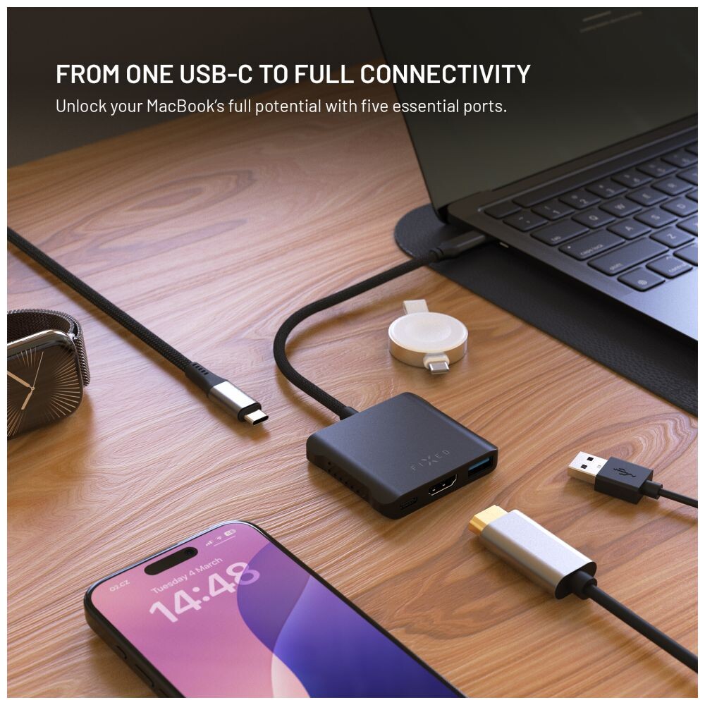 FIXED-HUB-Quadri-hlinikovy-USB-C-hub-pro-notebooky-140W-PD-3-1-vesmirne-cerny