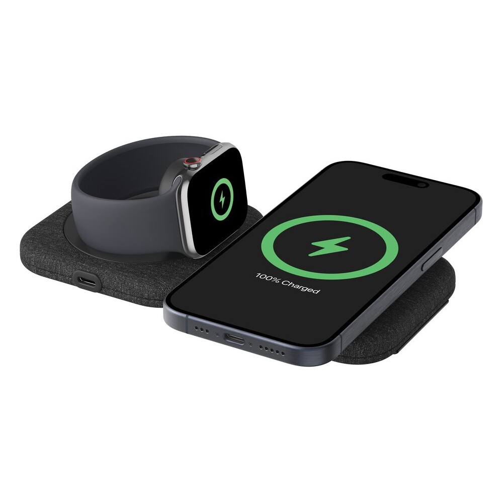 Belkin-BOOST-CHARGE-PRO-Qi2-15W-2v1-Bezdratova-MagSafe-cestovni-podlozka-pro-iPhone-Apple-Watch-Air