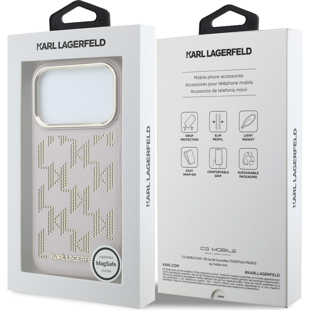 Karl-Lagerfeld-PU-Perforated-Monogram-MagSafe-kryt-iPhone-17-Pro-Max-ruzovy
