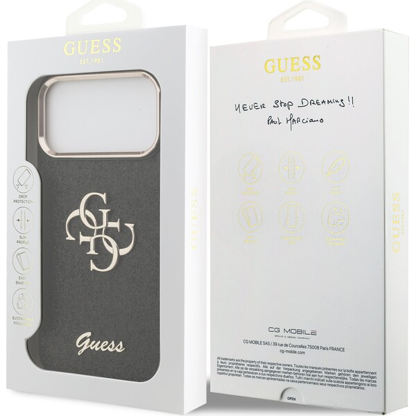 Guess-PU-Fixed-Glitter-4G-Metal-Frame-kryt-iPhone-17-Pro-Max-cerny