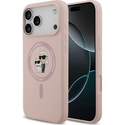 Karl Lagerfeld Liquid Silicone Karl and Choupette MagSafe kryt iPhone 18 Pro Max růžový