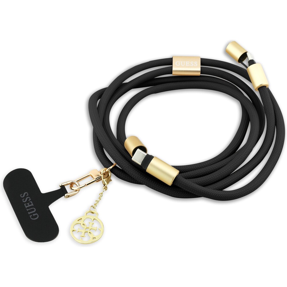 Guess-Crossbody-popruh-4G-Charm-s-nabijecim-kabelem-USB-C-USB-C-cerny