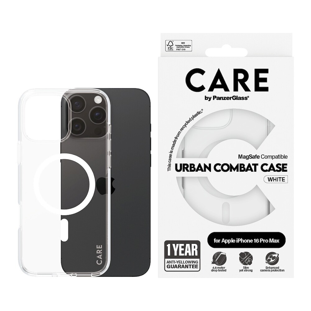 PanzerGlass-CARE-kryt-Apple-iPhone-16-Pro-Max-MagSafe-Urban-Combat-ciry-bily