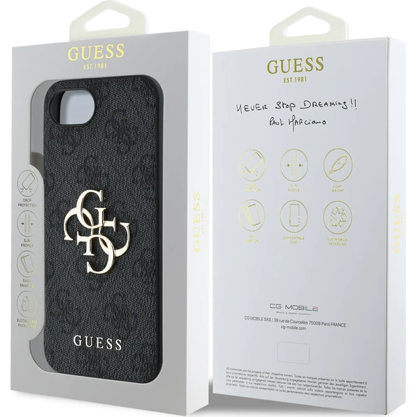 Guess-PU-4G-Metal-Logo-kryt-iPhone-17e-16e-sedy