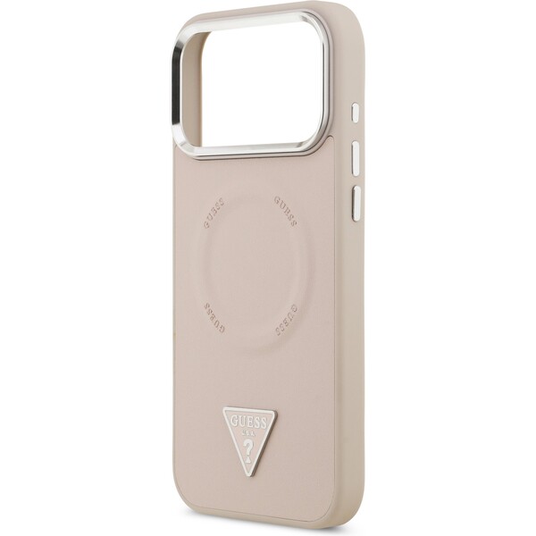 Guess-PU-Leather-Triangle-Logo-MagSafe-kryt-iPhone-17-Pro-ruzovy