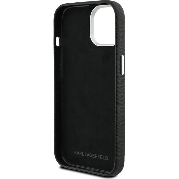 Karl-Lagerfeld-Grained-PU-K-CH-Heads-kryt-iPhone-15-cerny