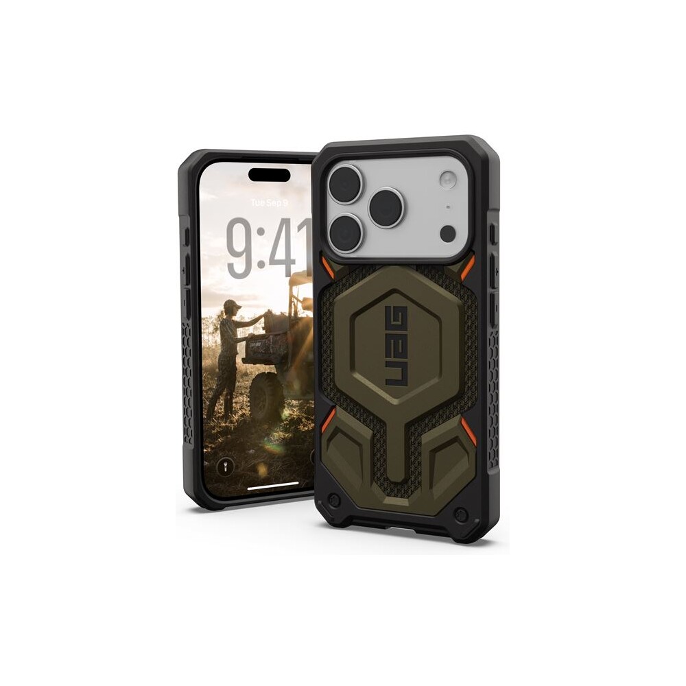 UAG-Monarch-Pro-MagSafe-Kevlar-kryt-iPhone-17-Pro-zeleny