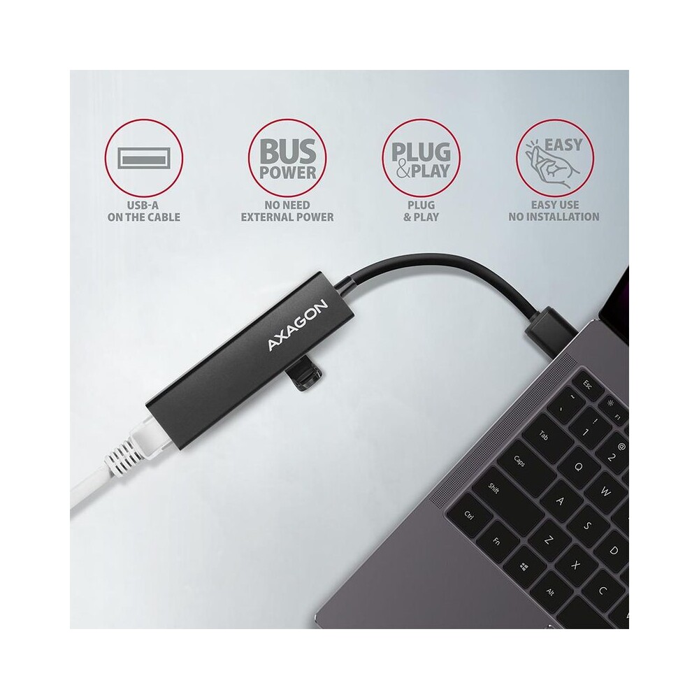 AXAGON-HMAGL3A-USB-3-2-Gen-1-hub-porty-3x-USBA-Gigabit-Ethernet-kovovy-kabel-USBA-20cm