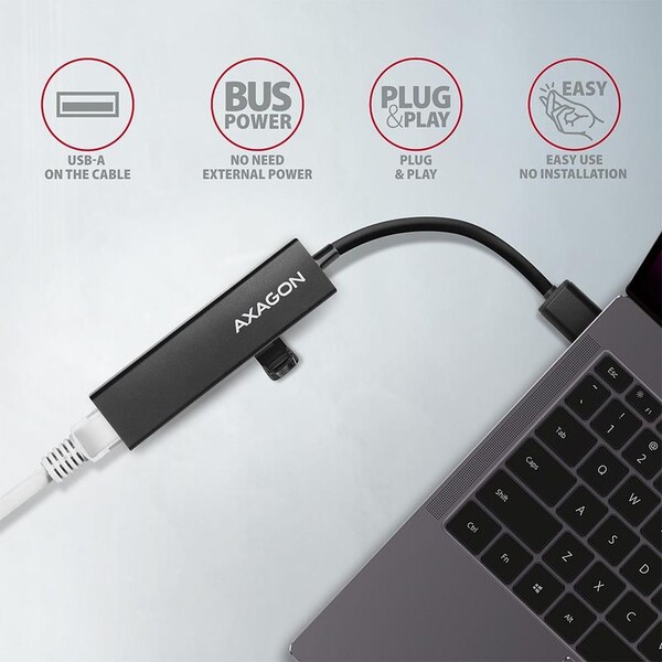 AXAGON-HMAGL3A-USB-3-2-Gen-1-hub-porty-3x-USBA-Gigabit-Ethernet-kovovy-kabel-USBA-20cm