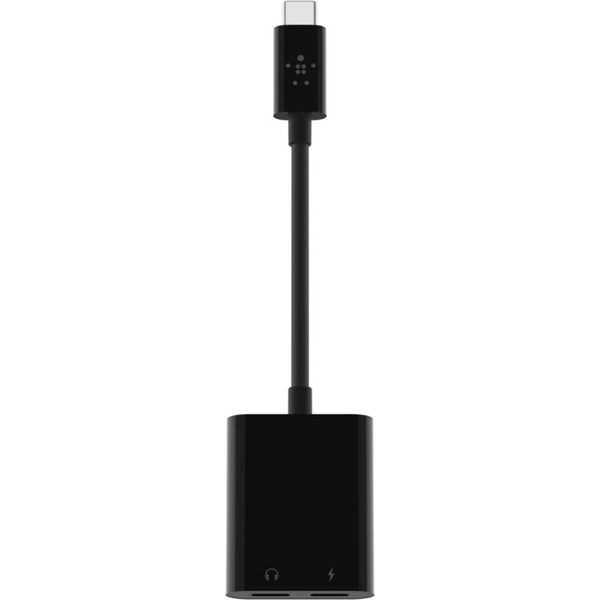 Belkin-CONNECT-USB-C-audio-napajeci-adapter-cerny