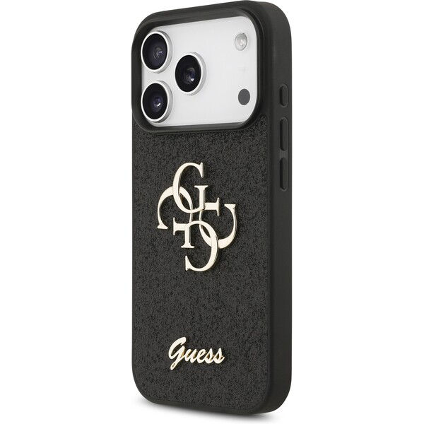 Guess-PU-Fixed-Glitter-4G-Metal-Logo-kryt-iPhone-17-Pro-cerny