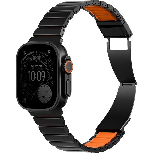 UNIQ-Strova-Flex-titanovy-reminek-pro-Apple-Watch-49-46-45-44mm-Titanium-Silver-Lime-Green
