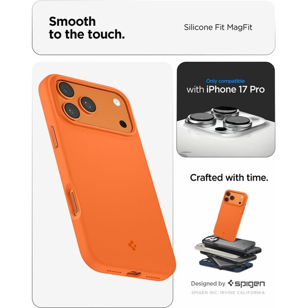Spigen-Silicone-Fit-MagSafe-kryt-iPhone-17-Pro-cosmic-orange