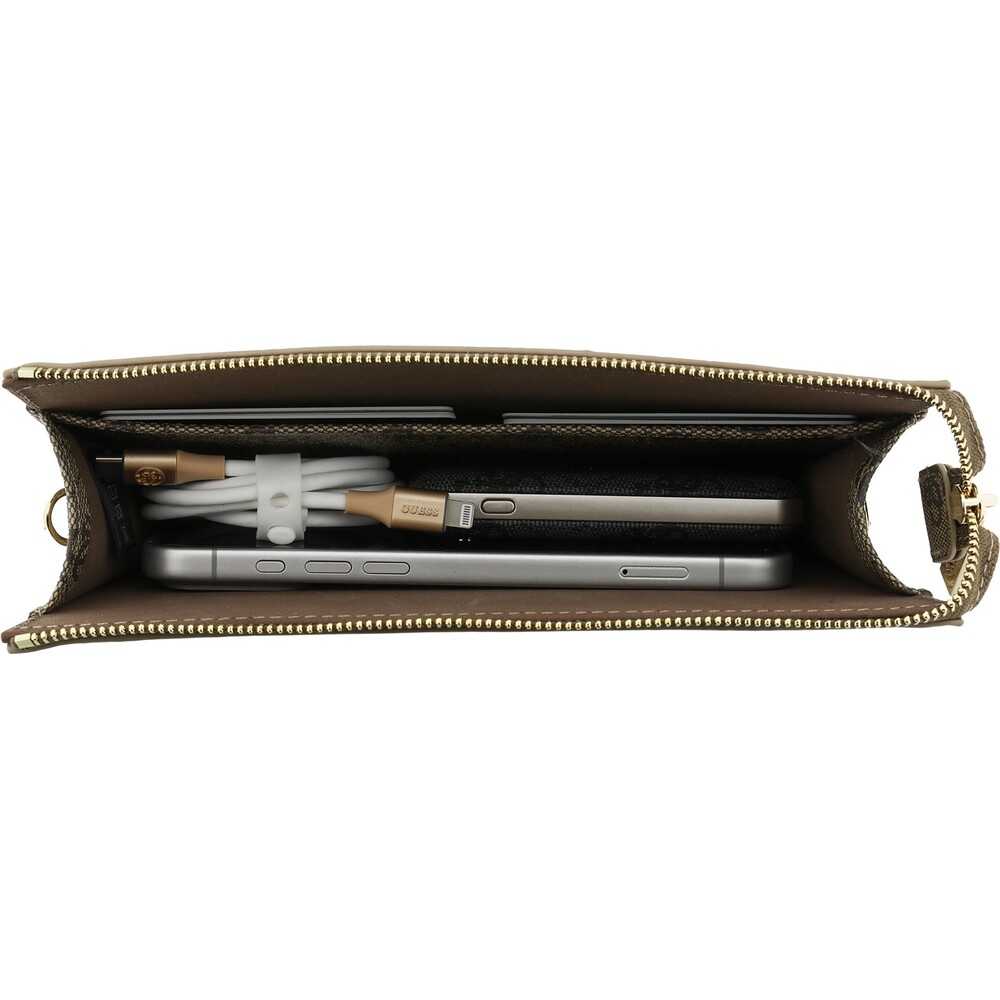 Guess-PU-4G-Metal-Logo-kabelka-na-telefon-hneda