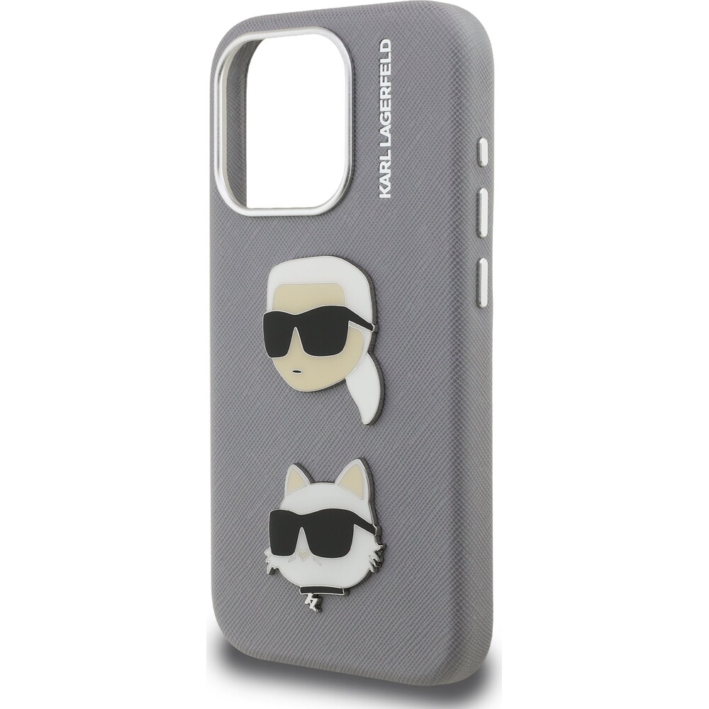 Karl-Lagerfeld-Grained-PU-K-CH-Heads-kryt-iPhone-15-Pro-sedy
