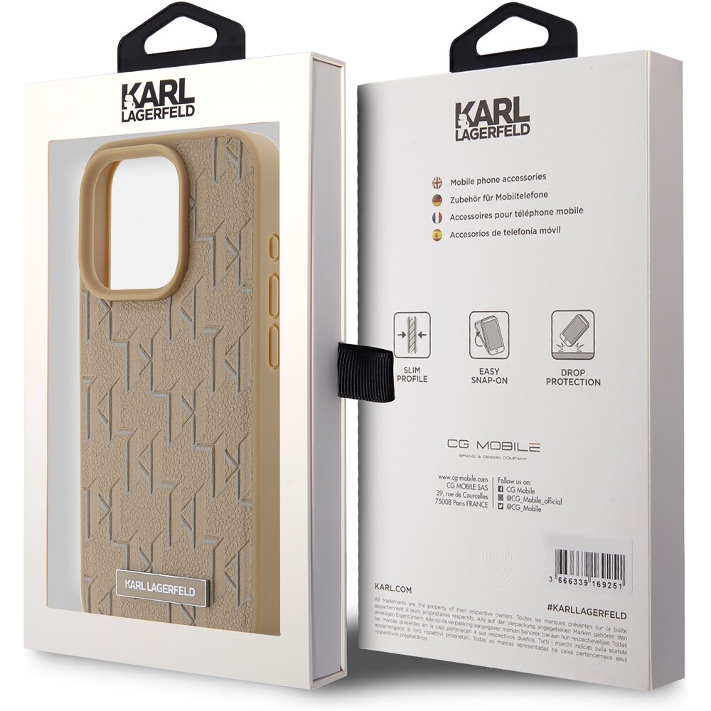 Karl-Lagerfeld-PU-Leather-Monogram-Metal-Logo-MagSafe-zadni-kryt-iPhone-14-Pro-Max-bezovy