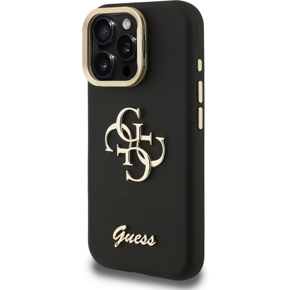 Guess-PU-Grained-4G-Logo-Stand-Camera-Frame-kryt-iPhone-15-Pro-cerny