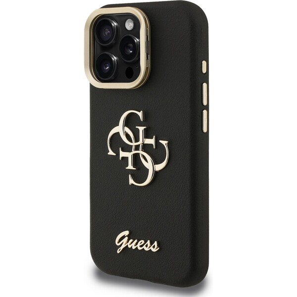 Guess-PU-Grained-4G-Logo-Stand-Camera-Frame-kryt-iPhone-15-Pro-cerny