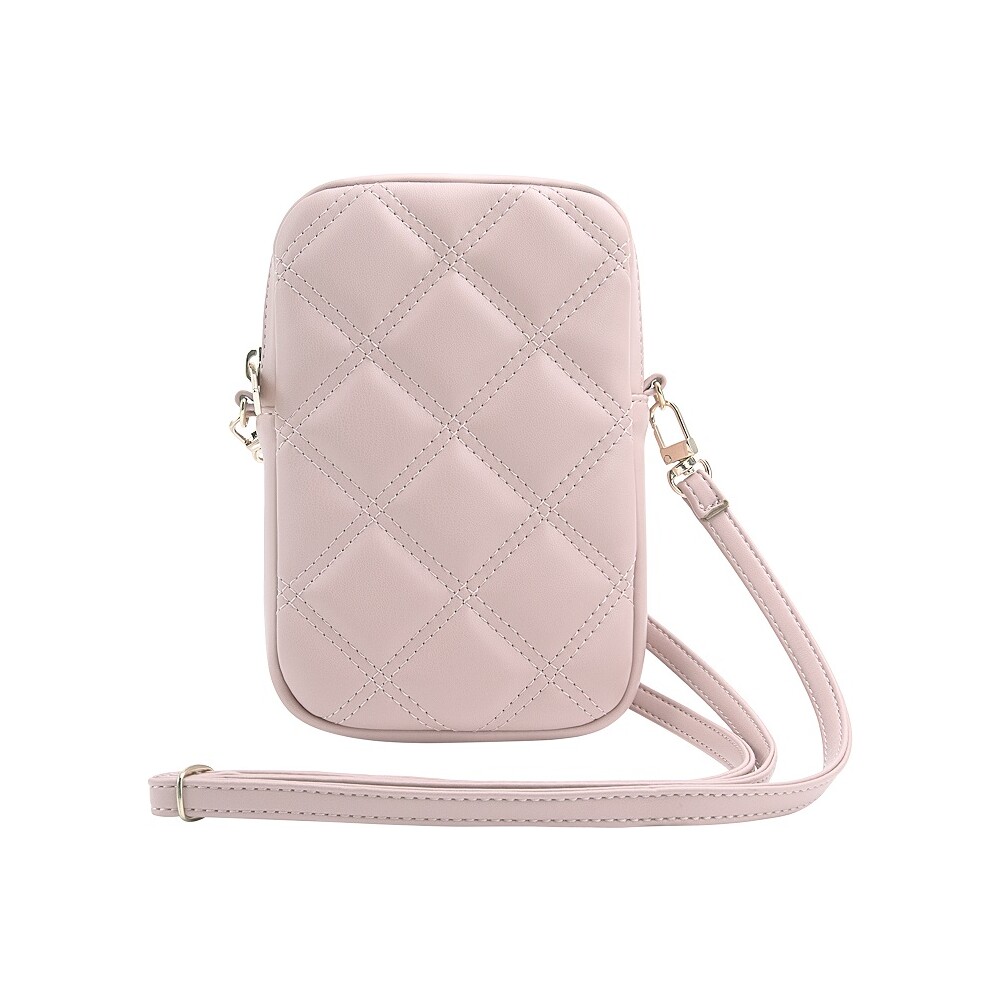 Guess-PU-Quilted-4G-Metal-Logo-Wallet-Phone-Bag-Zipper-ruzovy