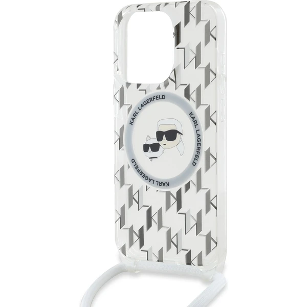 Karl Lagerfeld IML Monogram Crossbody K&CH Heads MagSafe zadní kryt iPhone 15 Pro čirý - Pouzdra - Obrázek 3AP5000J01