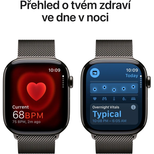 Apple Watch Series 10 Cellular 46mm Břidlicově šedý titan s břidlicově šedým milánským tahem S/M - Chytré hodinky - Obrázek 3EQ7000K01