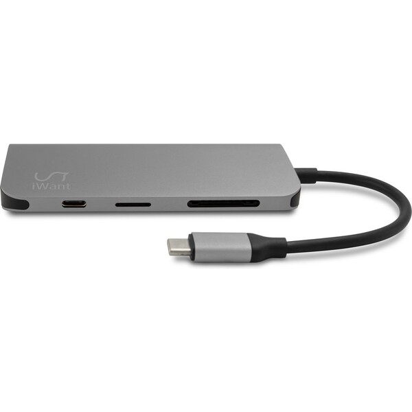 iWant-USB-C-HUB-s-3x-USB-2x-HDMI-Ethernet-SDHC-microSD-USB-C-stribrny