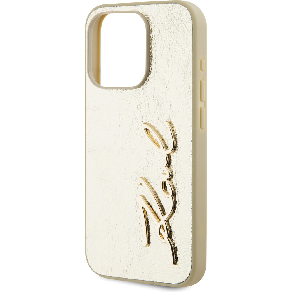 Karl-Lagerfeld-Wrinkled-PU-Signature-Logo-zadni-kryt-iPhone-15-Pro-Max-zlaty