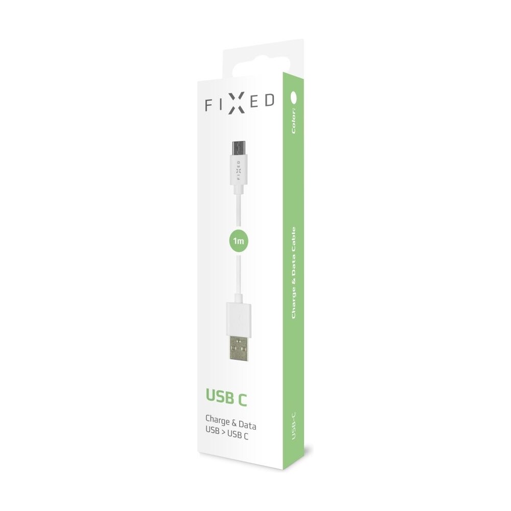 FIXED-Rapid-Charge-USB-A-USB-C-napajeci-kabel-1m-bily
