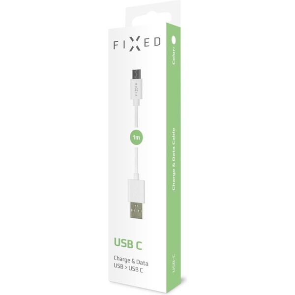 FIXED-Rapid-Charge-USB-A-USB-C-napajeci-kabel-1m-bily