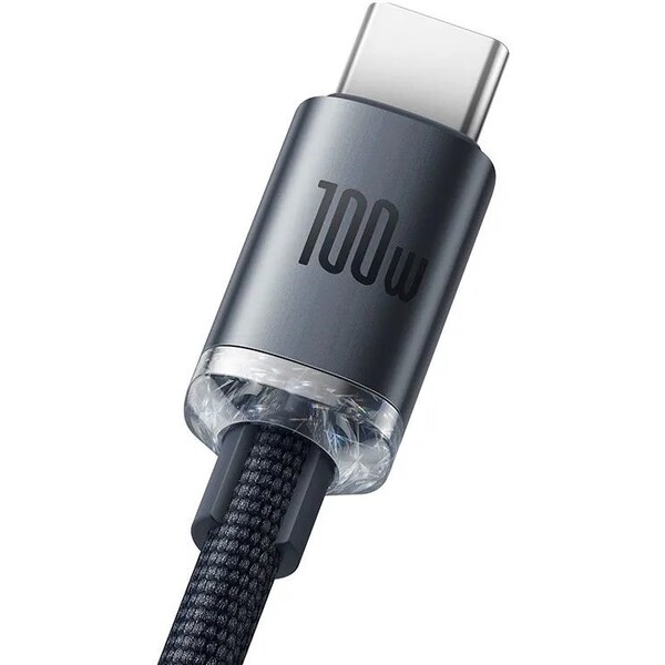 Baseus-Crystal-Shine-USB-A-USB-C-napajeci-kabel-100W-1-2m-cerny