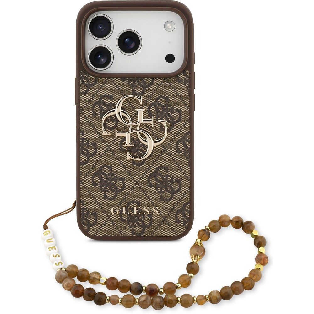 Guess-PU-4G-Metal-Logo-Strap-kryt-iPhone-17-Pro-hnedy
