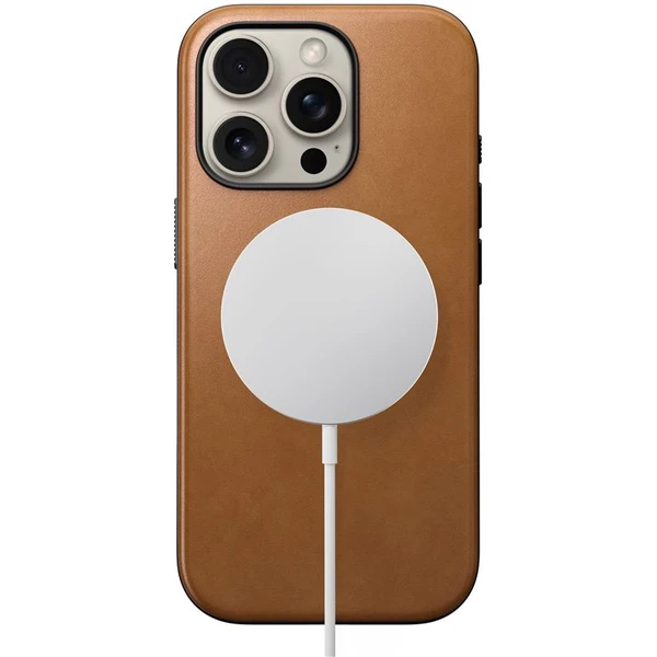Nomad Modern Leather Case MagSafe kryt iPhone 16 Pro světle hnědý - Pouzdra - Obrázek 3a11f94668f04420bbb45269c3552cfa