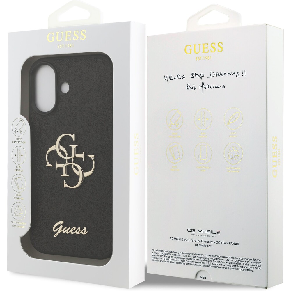 Guess-PU-Fixed-Glitter-4G-Metal-Logo-kryt-iPhone-17-cerny