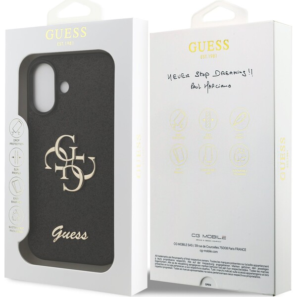 Guess-PU-Fixed-Glitter-4G-Metal-Logo-kryt-iPhone-17-cerny