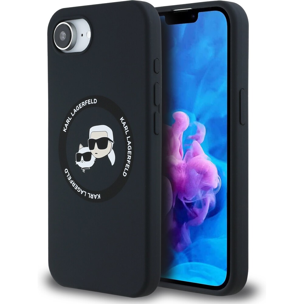 Karl-Lagerfeld-Liquid-Silicone-K-CH-Heads-MagSafe-kryt-iPhone-17e-16e-cerny