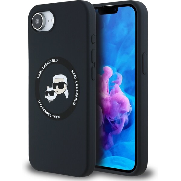 Karl-Lagerfeld-Liquid-Silicone-K-CH-Heads-MagSafe-kryt-iPhone-17e-16e-cerny