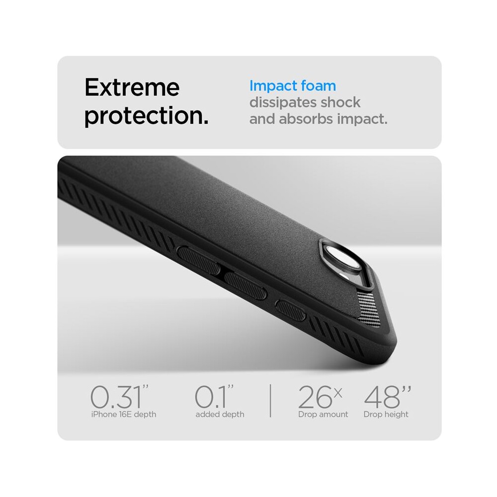 Spigen-Rugged-Armor-MagSafe-kryt-iPhone-17e-16e-matne-cerny