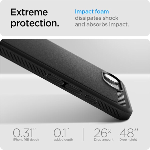 Spigen-Rugged-Armor-MagSafe-kryt-iPhone-17e-16e-matne-cerny