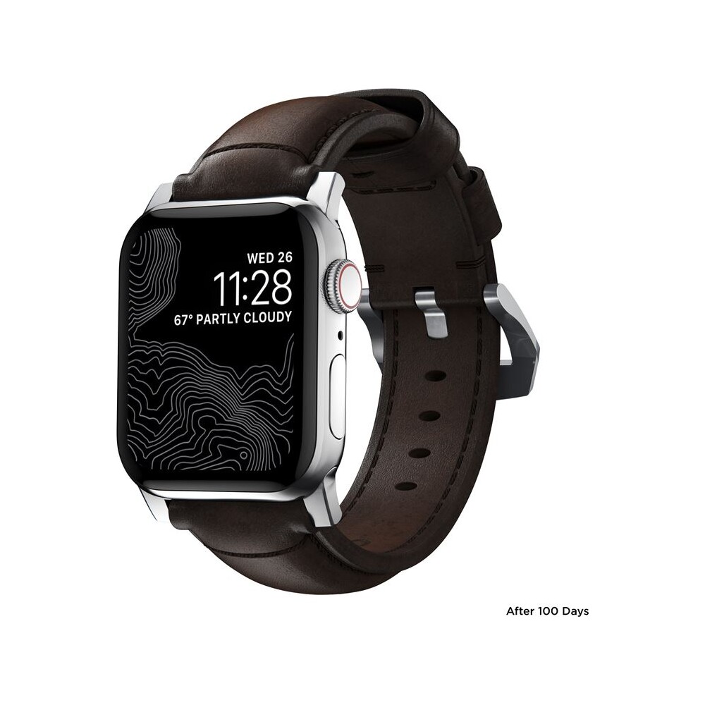Nomad-Traditional-kozeny-reminek-Apple-Watch-Ultra-49mm-8-7-45mm-6-SE-5-4-hnedy-stribrne-prezky