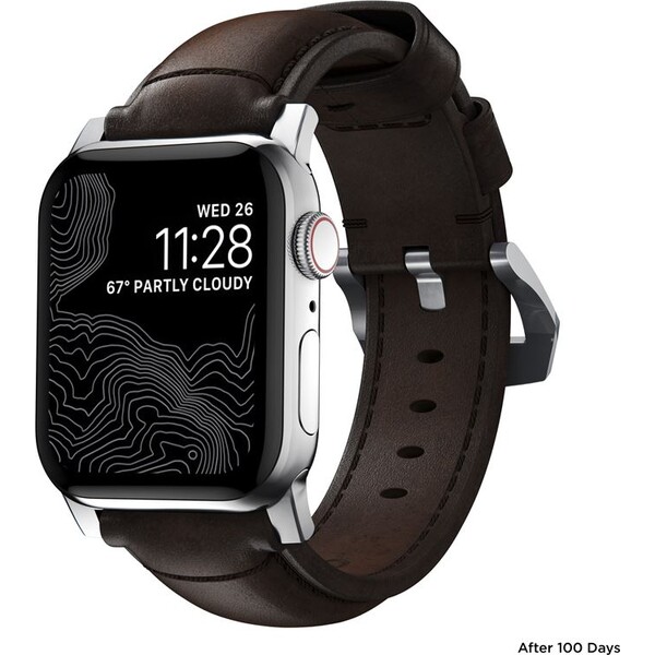 Nomad-Traditional-kozeny-reminek-Apple-Watch-Ultra-49mm-8-7-45mm-6-SE-5-4-hnedy-stribrne-prezky