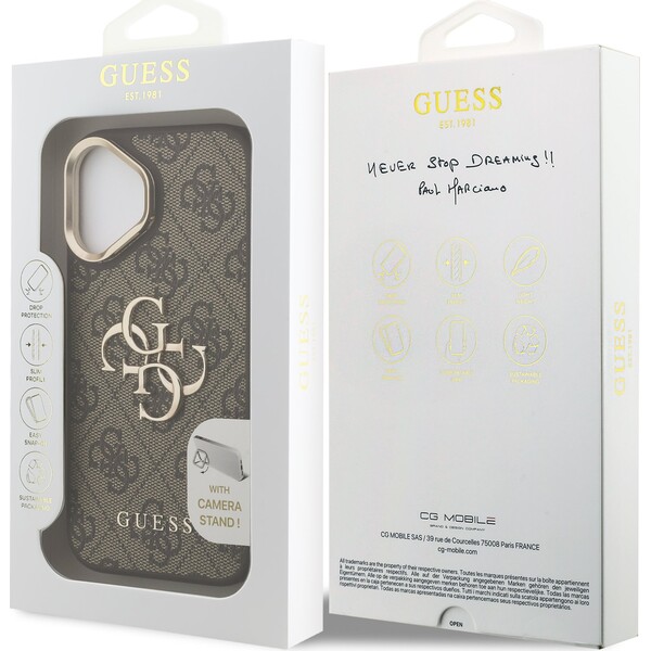 Guess-PU-4G-Metal-Logo-Stand-Camera-Frame-kryt-iPhone-16-hnedy